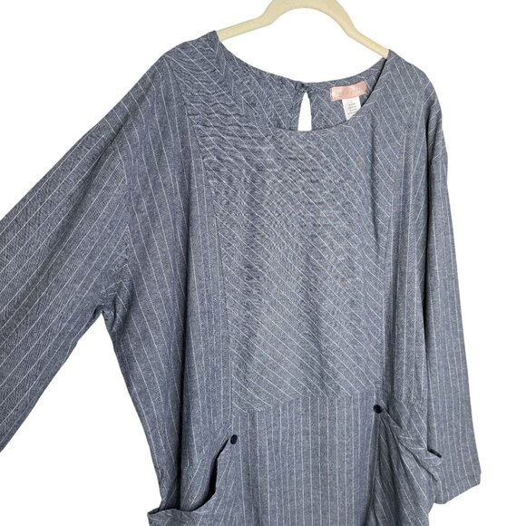 Band of Gypsies Boho Striped Tunic/Dress With Pockets, L - Picture 3 of 8